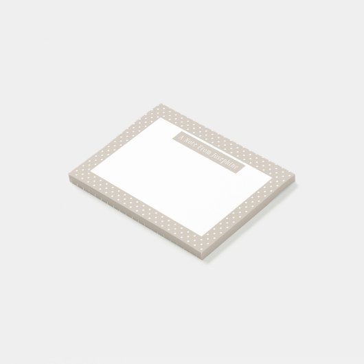 Post-it® White On Beige Polka Dots Pattern Custom Text (Incliné)
