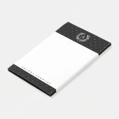 Post-it® White On Black Laurel Monogram Tiny Polka Dots (Incliné)