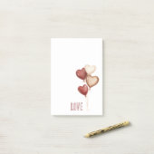 Post-it® White Red Cream Heart Balloons Love (Sur un bureau)