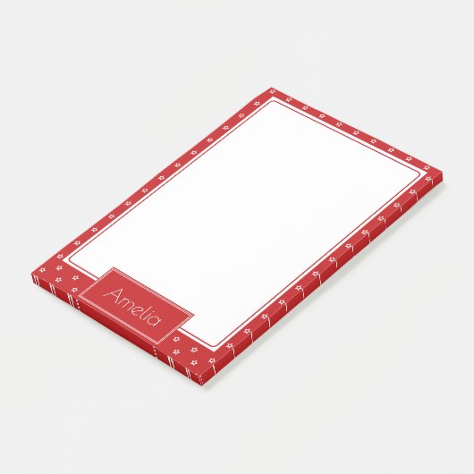 Post-it® White Stars Pattern on Bright Red Personalised (Incliné)