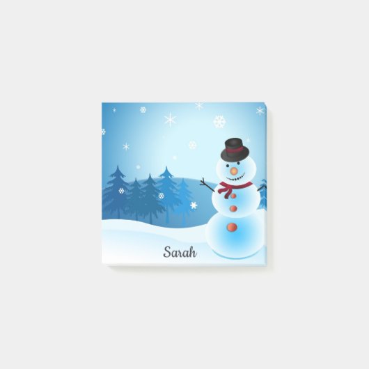 Post-it® Winter Snowman Ajouter un nom joli bureau cadeau (Devant)