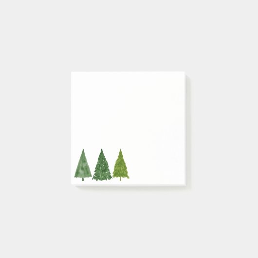 Post-it® Winter Watercolor Holiday Green Christmas Tree  (Devant)