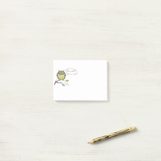 Post-it® Wise Owl Speech Bubble Post-It Notes (Sur un bureau)