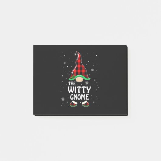 Post-it® Witty Gnome Buffalo Plaid Matching Family Christma (Devant)