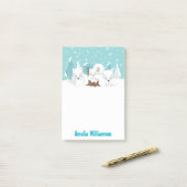 Post-it® Wonderland Winter Foxes arctiques (Sur un bureau)