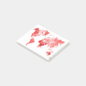 Post-it® World map in watercolor Red (Incliné)