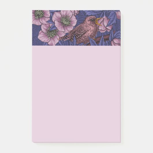 Post-it® Wren et hellebore, violet et rose (Devant)
