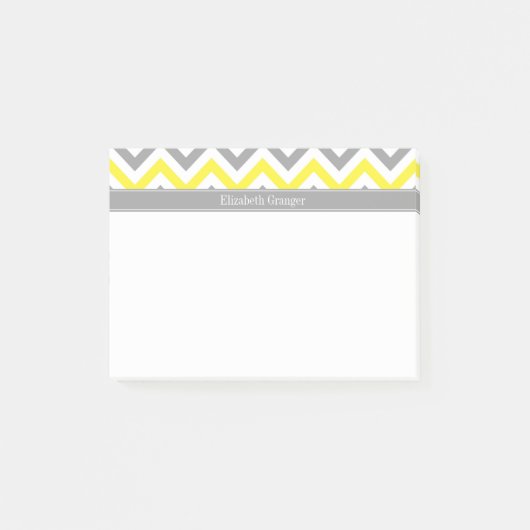 Post-it® Yellow Dk Gray White LG Chevron Gray Nom Monogram (Devant)