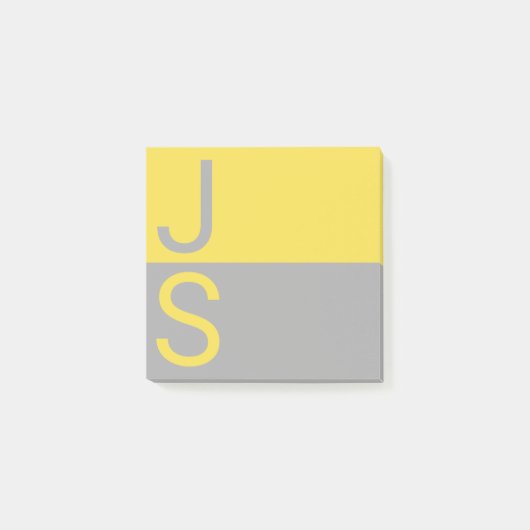 Post-it® Yellow & Grey Modern Initials monogram (Devant)