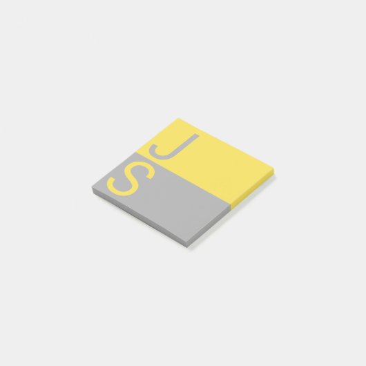 Post-it® Yellow & Grey Modern Initials monogram (Incliné)
