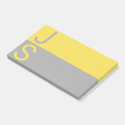 Post-it® Yellow & Grey Modern Initials monogram (Incliné)