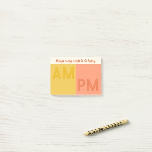 Post-it® Yellow Peach Things To Do Today AM / PM (Sur un bureau)