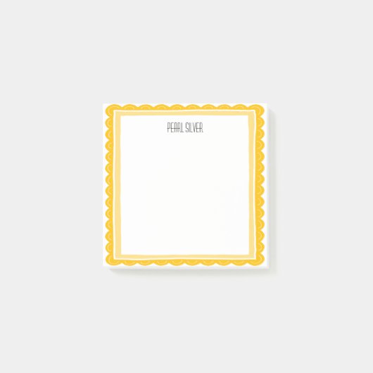 Post-it® Yellow Scallop CUSTOM Chic Monogram Personalized (Devant)