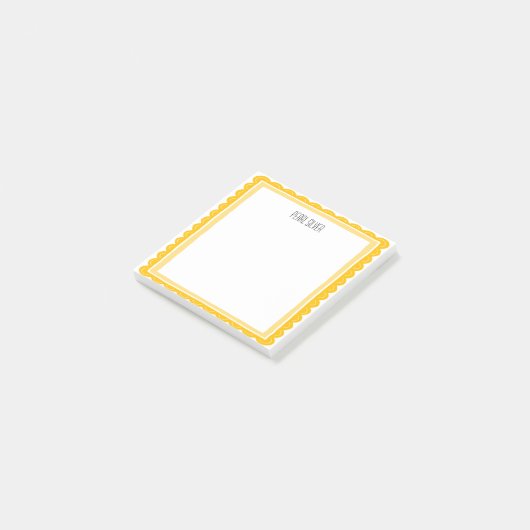 Post-it® Yellow Scallop CUSTOM Chic Monogram Personalized (Incliné)