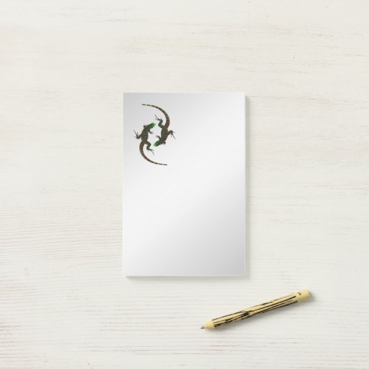 Post-it® Yin Yang Lizards Argent (Sur un bureau)