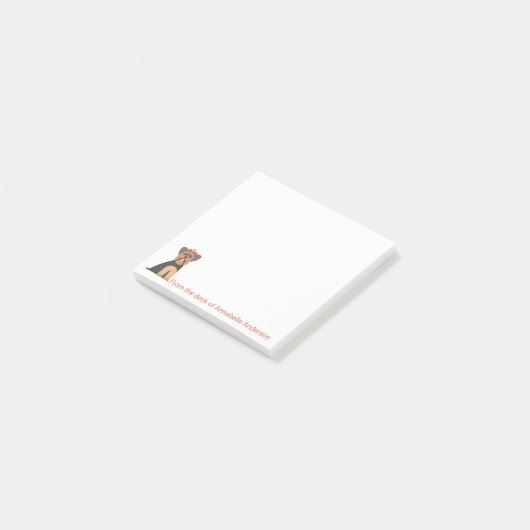 Post-it® Yorkie Avec Notes De Bow Rouge (Incliné)