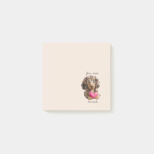 Post-it® You Are Loved – Cute Dachshund Sticky Notes  (Devant)