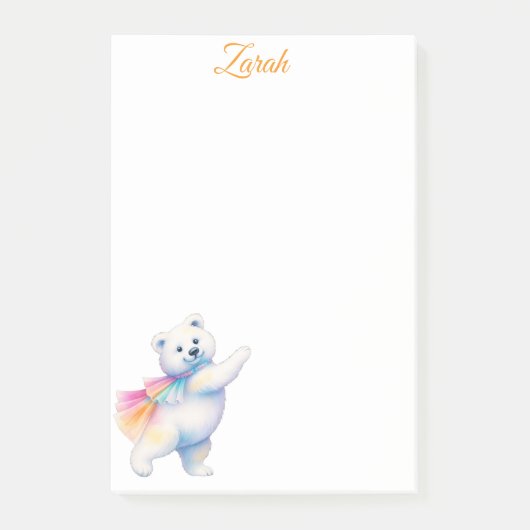 Post-it® Zarah l'ours polaire dansant | Personnalisé (Devant)