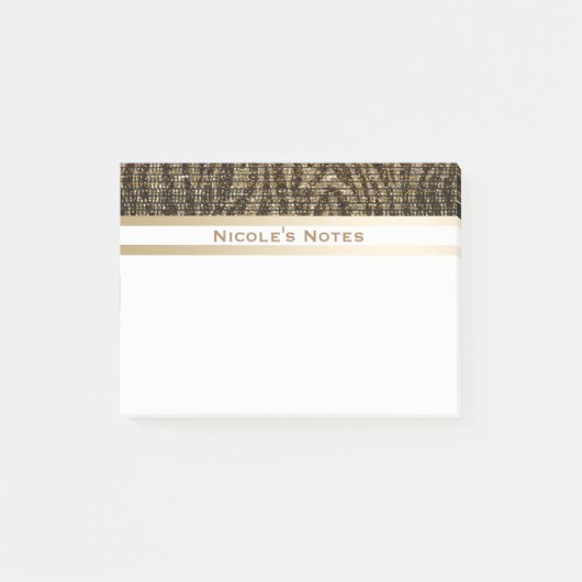Post-it® Zebra Brown Gold Sparkle Glam tendance Personnalis (Devant)