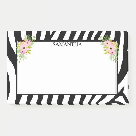 Post-it® Zèbre Grandes Et Fleurs (Devant)