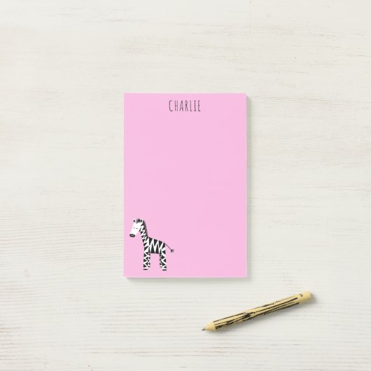 Post-it® Zèbre rose (Sur un bureau)