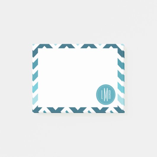 Post-it® Zigzag de Chevron Ombre de bleu d'océan décoré (Devant)