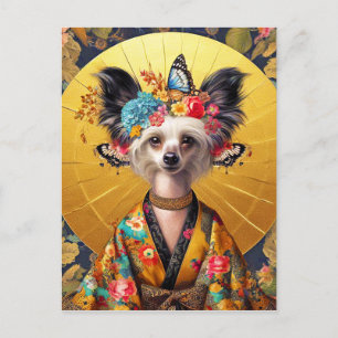Post Kaart - Chinese kuifhond in Kimono