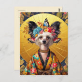 Post Kaart - Chinese kuifhond in Kimono (Voorkant / Achterkant)