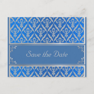 Post Kaart--Save the Date Fleur Light Blue Aankondigingskaart