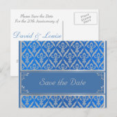 Post Kaart--Save the Date Fleur Light Blue Aankondigingskaart (Voorkant / Achterkant)