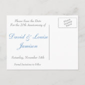 Post Kaart--Save the Date Fleur Light Blue Aankondigingskaart (Achterkant)