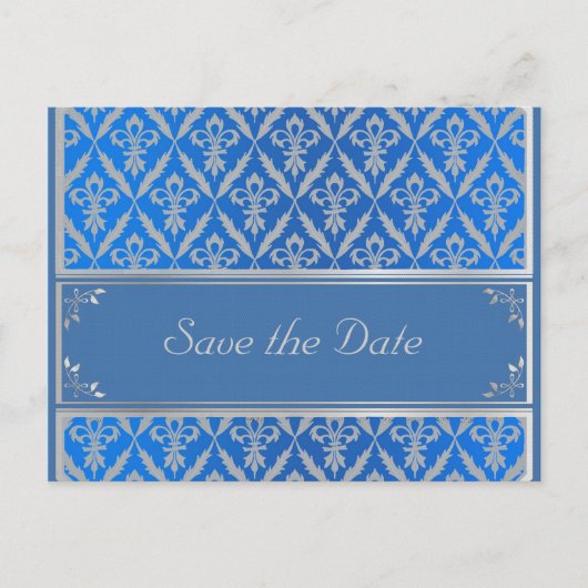 Post Kaart--Save the Date Fleur Light Blue Aankondigingskaart (Voorkant)