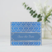 Post Kaart--Save the Date Fleur Light Blue Aankondigingskaart (Staand voorkant)