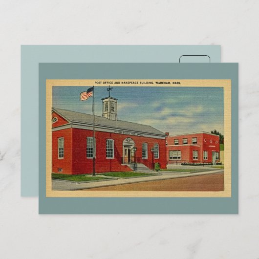 Post Kantoor, Makepeace Bldg., Wareham, MA Briefkaart (Voorkant / Achterkant)