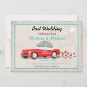 Post Mariage Retro Car Juste Marié Invitation (Devant)