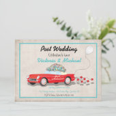 Post Mariage Retro Car Juste Marié Invitation (Debout devant)