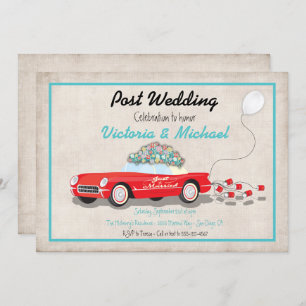Post Mariage Retro Car Juste Marié Invitation