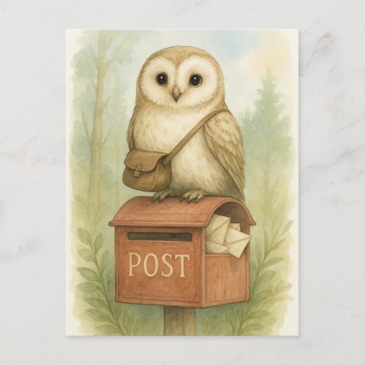 Post Owl Mail Bird Wild Animaux Carte postale (Devant)