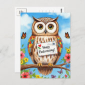 Post Uil Mail Bird Happy Postcrossing Briefkaart (Voorkant / Achterkant)