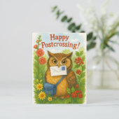 Post Uil Mail Bird Happy Postcrossing Briefkaart (Staand voorkant)
