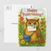 Post Uil Mail Bird Happy Postcrossing Briefkaart (Voorkant / Achterkant)