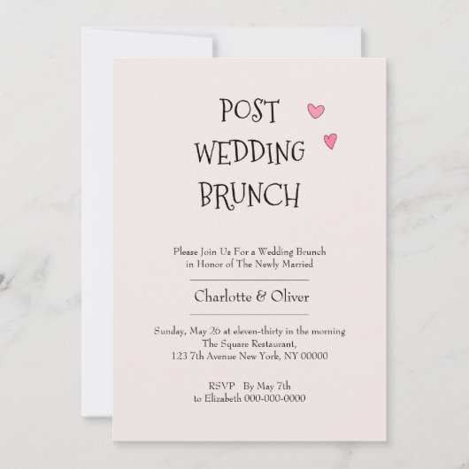 Post Wedding Brunch Kaart (Voorkant)