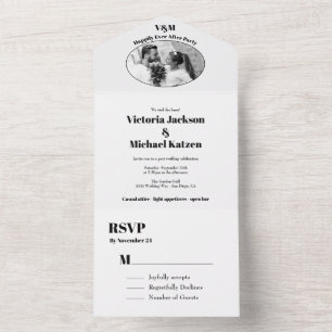 Post Wedding minimalist Elopement Foto All In One Uitnodiging