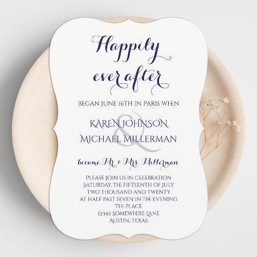 Post Wedding Reception Gelukkig Midnight Blue Kaart