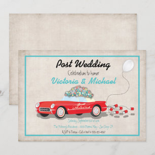 Post Wedding Retro Car Alleen huwelijksuitnodiging Kaart