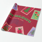Postage christmas cadeaupapier (Uitgerold)