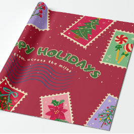 Postage christmas cadeaupapier