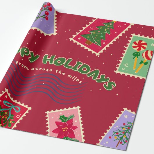 Postage christmas cadeaupapier