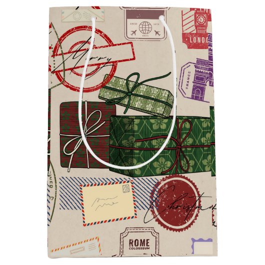 Postage christmas medium cadeauzakje (Voorkant)