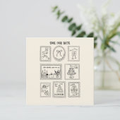 Postage Stamp Hand Drawn Save The Date Card (Debout devant)